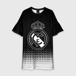 Платье клеш для девочки Реал Мадрид текстура геометрия, цвет: 3D-принт