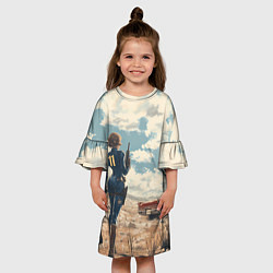 Платье клеш для девочки Fallout девушка в пустоши, цвет: 3D-принт — фото 2