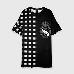 Платье клеш для девочки Real Madrid клетка, цвет: 3D-принт