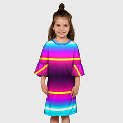 Платье клеш для девочки Color neon, цвет: 3D-принт — фото 2