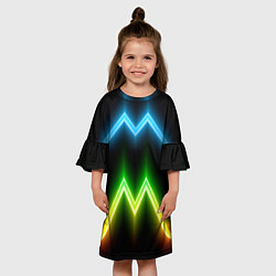 Платье клеш для девочки Neon multicolored lines, цвет: 3D-принт — фото 2