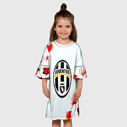 Платье клеш для девочки Ювентус розы, цвет: 3D-принт — фото 2