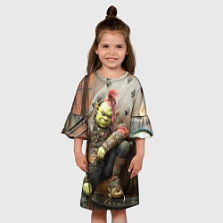 Платье клеш для девочки Шрек в панковских шмотках, цвет: 3D-принт — фото 2