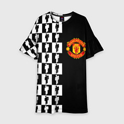 Платье клеш для девочки Манчестер Юнайтед текстура люди, цвет: 3D-принт