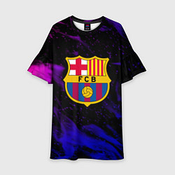 Платье клеш для девочки Барселона неоновый огонь текстура, цвет: 3D-принт