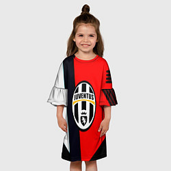 Платье клеш для девочки Ювентус геометрия полосы спорт, цвет: 3D-принт — фото 2