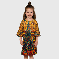 Платье клеш для девочки Московская новогодняя елка, цвет: 3D-принт — фото 2