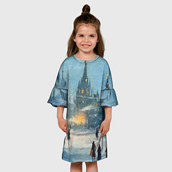 Платье клеш для девочки Новогодняя елка в Москве, цвет: 3D-принт — фото 2