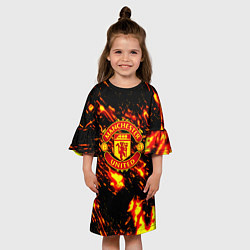 Платье клеш для девочки Манчестер Юнайтед огненные краски, цвет: 3D-принт — фото 2