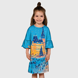 Платье клеш для девочки Московские новогодние каникулы, цвет: 3D-принт — фото 2