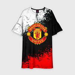 Платье клеш для девочки Манчестер Юнайтед краски всплеск, цвет: 3D-принт