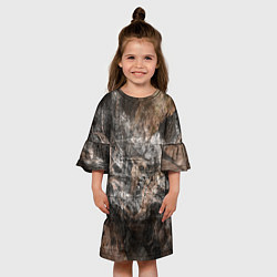 Платье клеш для девочки Абстракция - brown darkness, цвет: 3D-принт — фото 2