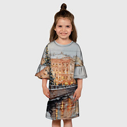Платье клеш для девочки Новогодняя елка в Питере, цвет: 3D-принт — фото 2