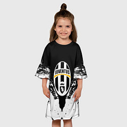 Платье клеш для девочки Ювентус краски всплеск текстура, цвет: 3D-принт — фото 2