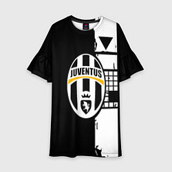 Платье клеш для девочки Ювентус геометрия белая, цвет: 3D-принт