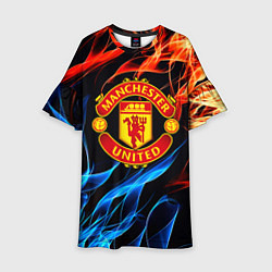 Платье клеш для девочки Манчестер Юнайтед огонь битва, цвет: 3D-принт