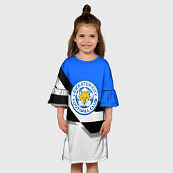 Платье клеш для девочки Лестер сити геометрия полосы, цвет: 3D-принт — фото 2