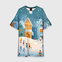 Платье клеш для девочки Новогодние каникулы, цвет: 3D-принт
