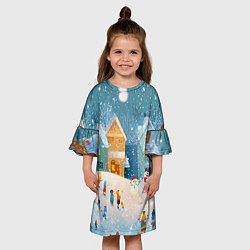Платье клеш для девочки Новогодние каникулы, цвет: 3D-принт — фото 2