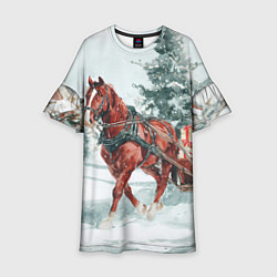 Детское платье Новогодняя лошадка 2026