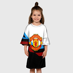 Платье клеш для девочки Манчестер Юнайтед геометрия спорт, цвет: 3D-принт — фото 2