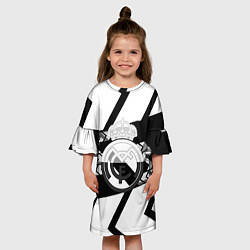 Платье клеш для девочки Реал Мадрид краски полосы, цвет: 3D-принт — фото 2