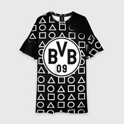Платье клеш для девочки Borussia геометрия черно белая, цвет: 3D-принт