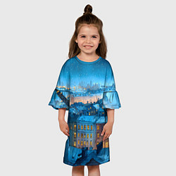 Платье клеш для девочки Крыши зимнего Питера, цвет: 3D-принт — фото 2