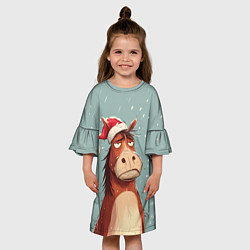 Платье клеш для девочки Недовольная лошадка, цвет: 3D-принт — фото 2