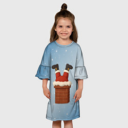 Платье клеш для девочки Санта торчит из трубы, цвет: 3D-принт — фото 2