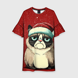 Детское платье Грустный Новогодний мем котик