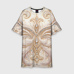 Детское платье Перламутровый орнамент с перьями