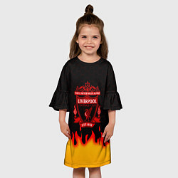 Платье клеш для девочки Liverpool огонь спорт, цвет: 3D-принт — фото 2