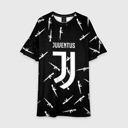 Платье клеш для девочки Ювентус армейский стиль, цвет: 3D-принт