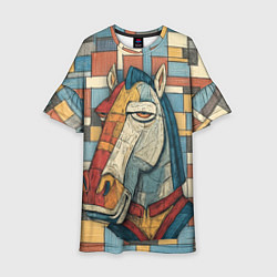 Детское платье Конь и квадраты