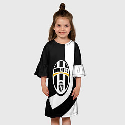 Платье клеш для девочки Ювентус полосы спорт линии, цвет: 3D-принт — фото 2