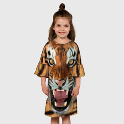 Платье клеш для девочки Взгляд тигра, цвет: 3D-принт — фото 2