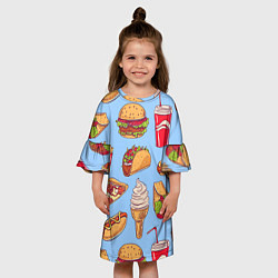Платье клеш для девочки Еда, цвет: 3D-принт — фото 2