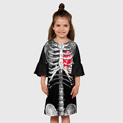 Платье клеш для девочки Скелет с сердцем, цвет: 3D-принт — фото 2