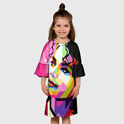 Платье клеш для девочки Michael Jackson Art цвета 3D-принт — фото 2