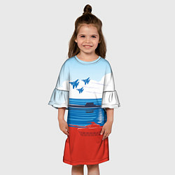 Платье клеш для девочки Россия: Триколор армии, цвет: 3D-принт — фото 2