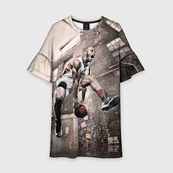 Платье клеш для девочки Баскетбол город, цвет: 3D-принт