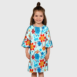 Платье клеш для девочки Цветочная роспись, цвет: 3D-принт — фото 2