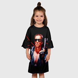 Платье клеш для девочки Терминатор с пистолетом, цвет: 3D-принт — фото 2