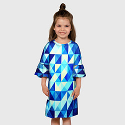 Платье клеш для девочки Синяя геометрия, цвет: 3D-принт — фото 2