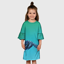 Платье клеш для девочки Зеленая вода, цвет: 3D-принт — фото 2