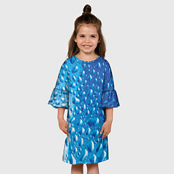 Платье клеш для девочки Капли воды, цвет: 3D-принт — фото 2