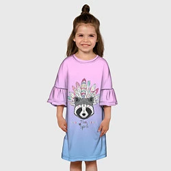 Платье клеш для девочки Raccoon: Free Spirit, цвет: 3D-принт — фото 2