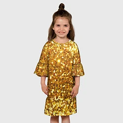 Платье клеш для девочки Золотое мерцание, цвет: 3D-принт — фото 2