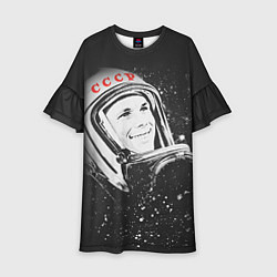 Платье клеш для девочки Гагарин в космосе, цвет: 3D-принт